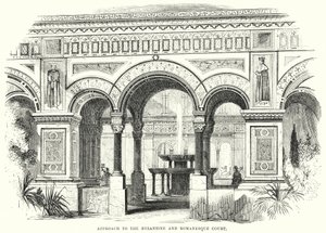 Approche de la cour byzantine et romane (gravure) - English School