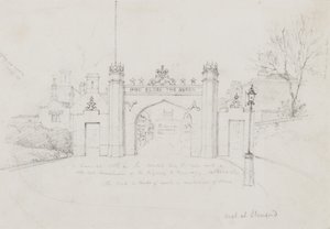 Arc à Stamford, érigé pour accueillir la reine Victoria et le prince Albert en route vers Burghley House - English School