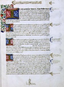 Page de texte avec initiale illuminée 