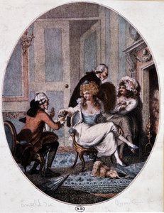 Aristocrate et curé en compagnie de prostituées - gravure anglaise