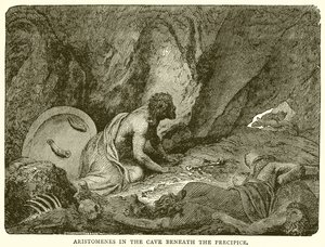 Aristomène dans la grotte sous la falaise - English School