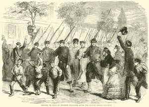 Arrivée à Paris de prisonniers prussiens après la bataille devant Bagneux, octobre 1870 - English School