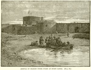 Arrivée de Charles sous garde à Hurst Castle - English School
