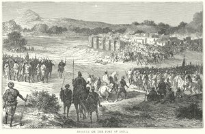 Assaut du fort de Dina (gravure) - English School