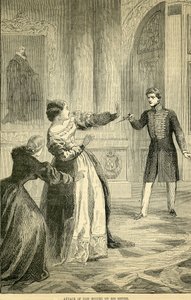 Attaque de Don Miguel sur sa sœur, tirée de Cassells Illustrated History of England, 1857-1858 - English School