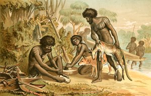Aborigènes australiens préparant un repas - English School