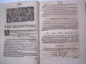 Pages de The ground-work, or foundation laid, (or so intended) for the framing of a new perfect language: and an universal or commonwriting par Francis Lodowyck, publié à Londres, 1652 - English School