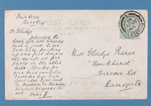 Dos de la carte postale de Jim Hogan, 1907 - English School