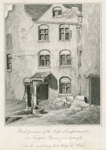 Arrière des locaux du compartiment des gardiens à la prison de Newgate. Au deuxième étage est mort le poète Richard Savage - English School