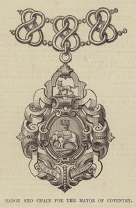 Badge et chaîne pour le maire de Coventry (gravure) - English School