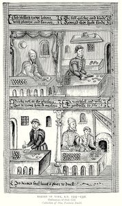 Boulangers de York, 1595-1596. Ordonnances de leur corporation (gravure) - English School