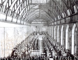 Banquet de Charles II dans la Salle Saint-Georges, Château de Windsor - English School