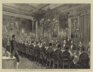 Banquet au Major-Général Sir Frederick Roberts au United Service Club, illustration pour The Graphic, 4 décembre 1880