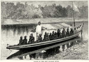 Chaland sur la rivière New Calabar (gravure) - English School