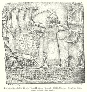 Bas-relief de Tiglath Pileser II ; de Nimroud. British Museum (gravure) - English School