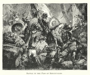 Bataille au col de Roncevalles (gravure)