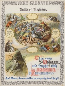 Bataille de Rephidim (gravure en couleur) - English School