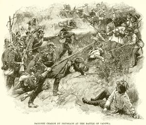 Charge à la baïonnette des Prussiens à la bataille de Sadowa - English School