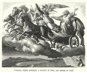 "Voici, il apparut un char de feu, et des chevaux de feu" (gravure)