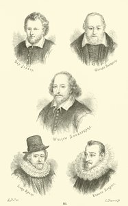 Ben Jonson, George Buchanan, William Shakespeare, Lord Bacon, Edmund Spenser - English School