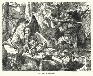Beowulf mourant (gravure) - English School