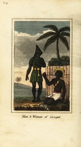 Homme et femme Bijogos de Cazegut (Îles Bissagos, Guinée-Bissau, Afrique de l