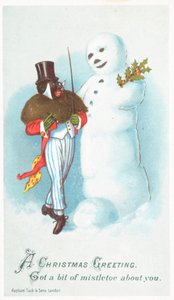 Homme noir parlant à un bonhomme de neige - English School