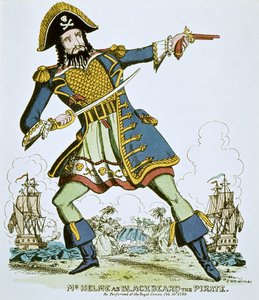Barbe Noire le pirate (gravure en couleur) - English School