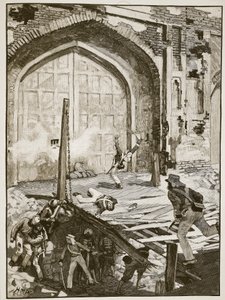 Explosion de la porte du Cachemire à Delhi, illustration de Cassells Illustrated History of England - English School