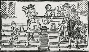 Jeu de société et boisson à la taverne