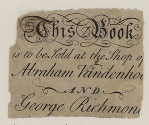 Libraires, Abraham Vandenhoeck et George Richmond - English School