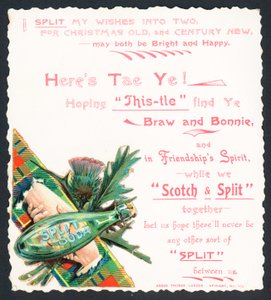 Bouteille de soda éclatée, carte de Noël - English School