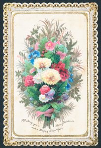 Bouquet de fleurs, carte de Noël - English School