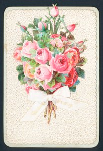 Bouquet de roses roses, Carte de Noël - English School