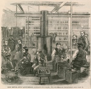Refuge pour garçons, Great Queen Street, Lincolns Inn Fields, Londres - le département de cordonnerie - English School