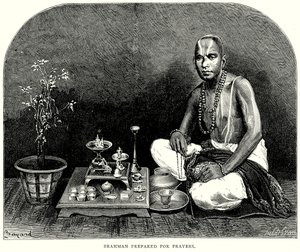 Brahman préparé pour la prière (gravure) - English School