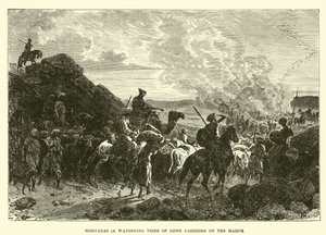 Brinjaras (une tribu nomade de porteurs gitans) en marche - English School
