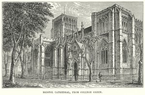 Cathédrale de Bristol, depuis College Green (gravure)