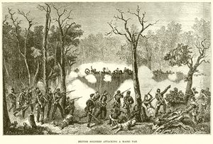 Soldats britanniques attaquant un Pah maori - English School
