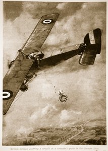 Aviateur britannique larguant une couronne sur la tombe d
