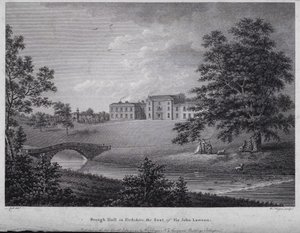 Brough Hall dans le Yorkshire, siège de Sir John Lawson (gravure) - English School