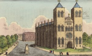 Cathédrale de Brunswick, Allemagne, dernier lieu de repos de la reine Caroline, épouse séparée du roi George IV (gravure en couleur) - English School