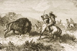 Chasse au bison dans les Grandes Plaines entre Saint-Louis et Denver, c.1870, de 