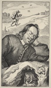 Le rêve de Bunyan, frontispice de The Pilgrims Progress par John Bunyan (1628-88), 4e édition, pub. 1680