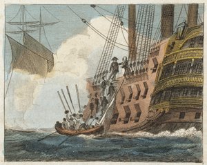 Buonaparte se rend aux Anglais (gravure en couleur) - English School