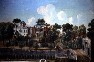 Burlington House, Chiswick, conçu par William Kent (1685-1748) 1725-36 (gravure en couleur) - English School