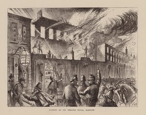 Incendie du Theatre Royal, Glasgow (gravure) - English School