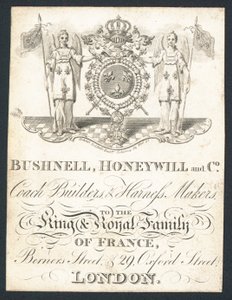 Bushnell, Honeywell and Co, carrossiers et fabricants de harnais, carte de visite - English School