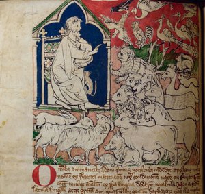 CCA-LitMs/D/10 fol. 7v Adam, du Bestiaire - English School