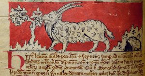CCA-LitMs/D/10 fol. 8v Chèvre, du Bestiaire - English School